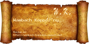 Wambach Koppány névjegykártya